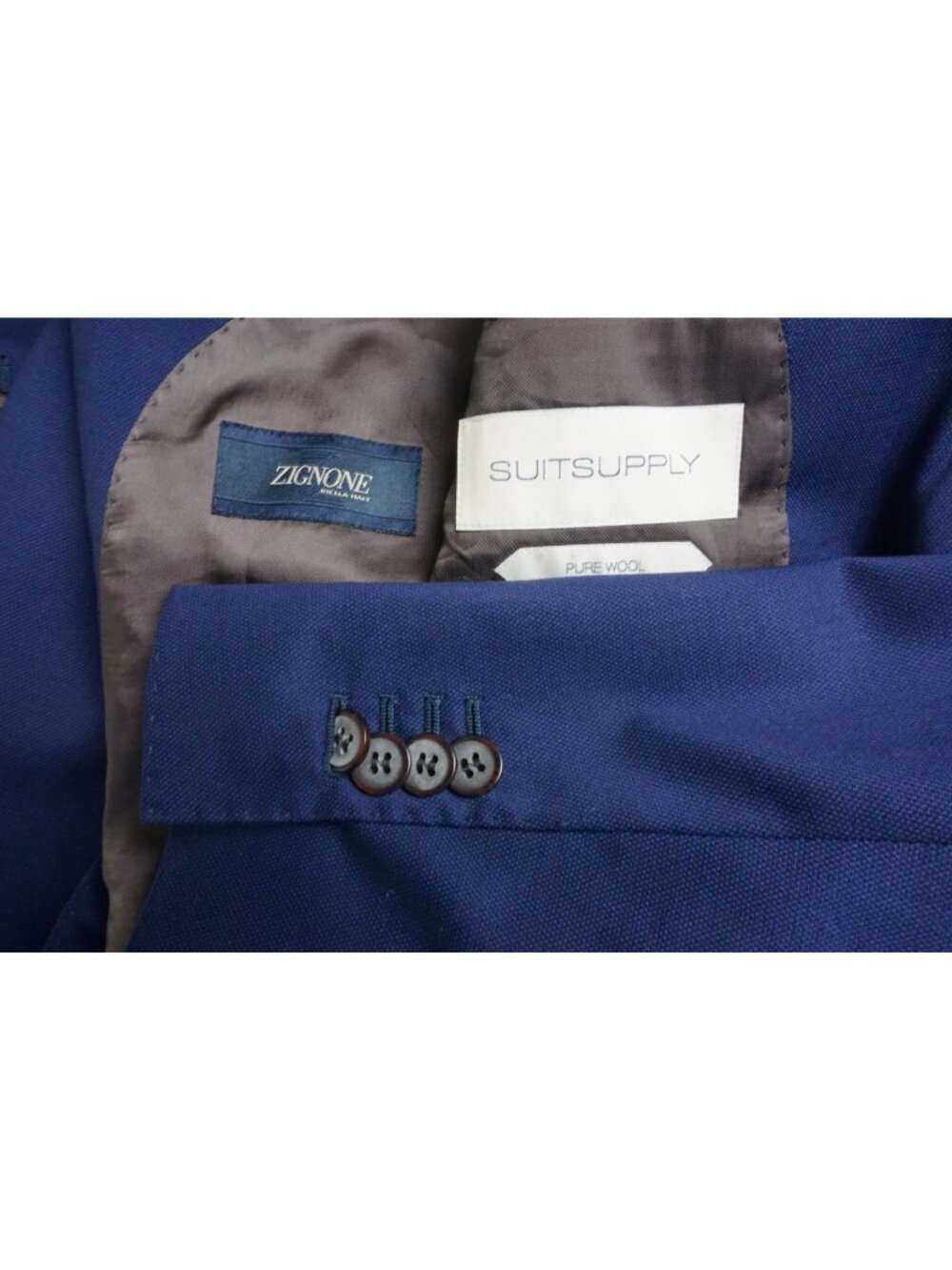 SuitSupply Napoli Blue Woven Wool 2 Pc Suit Jacket Pants Sz 42L
